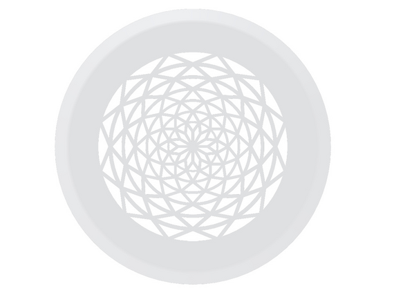 Zehnder_CSY_ComfoGrid Sans soucis round decorative grille, extract air Rendering ComfoGrid CLRF/TVA Comfortable indoor ventilation Angled view