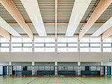 Belgershain, Turnhalle, Halle, Referenz, reference, Sporthalle,  LED, beleuchtung, lighting, ZFP LED, ZFP, ceiling panels, deckenstrahlplatten